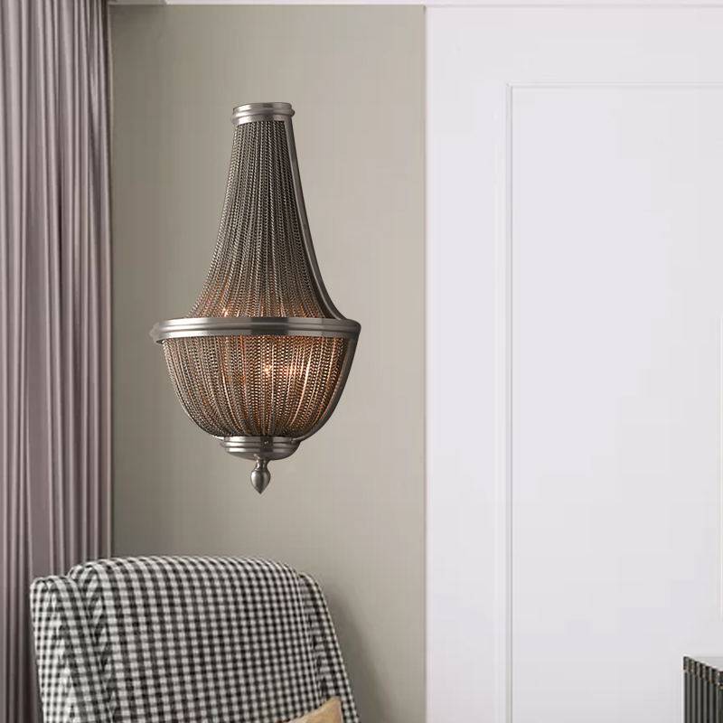 Black Aluminum Chain Wall Sconce
