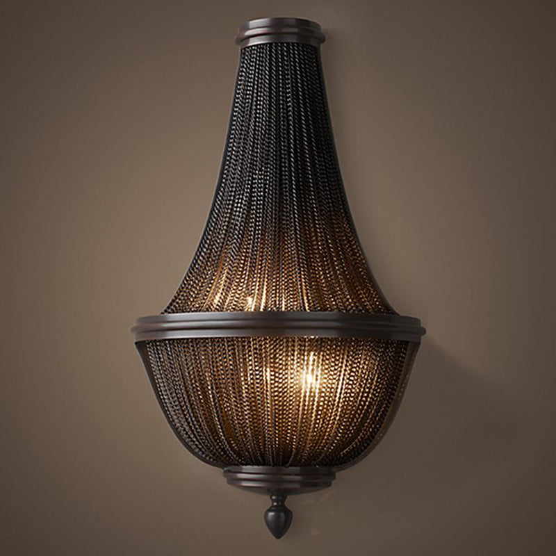 Black Aluminum Chain Wall Sconce