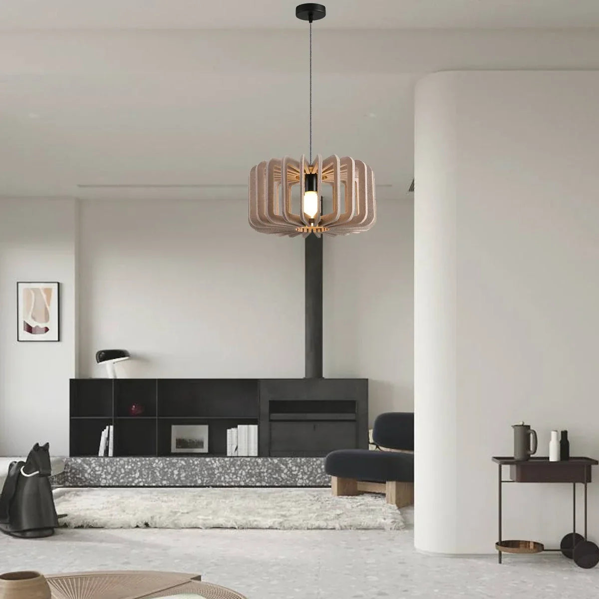 Column Shaped Birdcage Acoustic Pendant Light