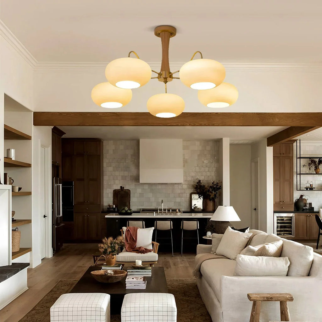 Brass Wooden Persimmon Chandelier