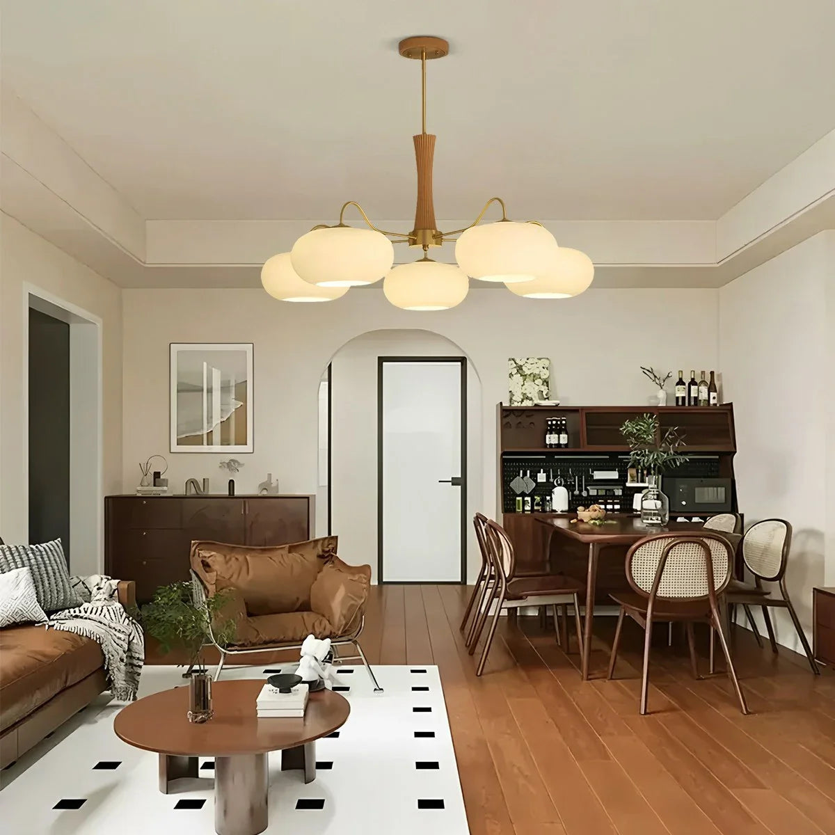 Brass Wooden Persimmon Chandelier