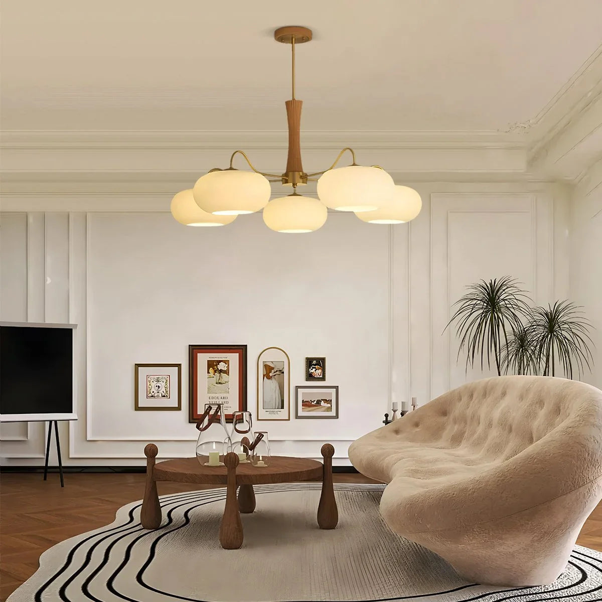 Brass Wooden Persimmon Chandelier