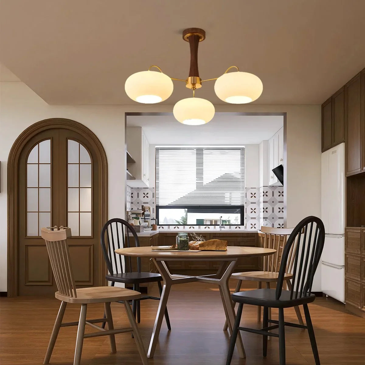 Brass Wooden Persimmon Chandelier