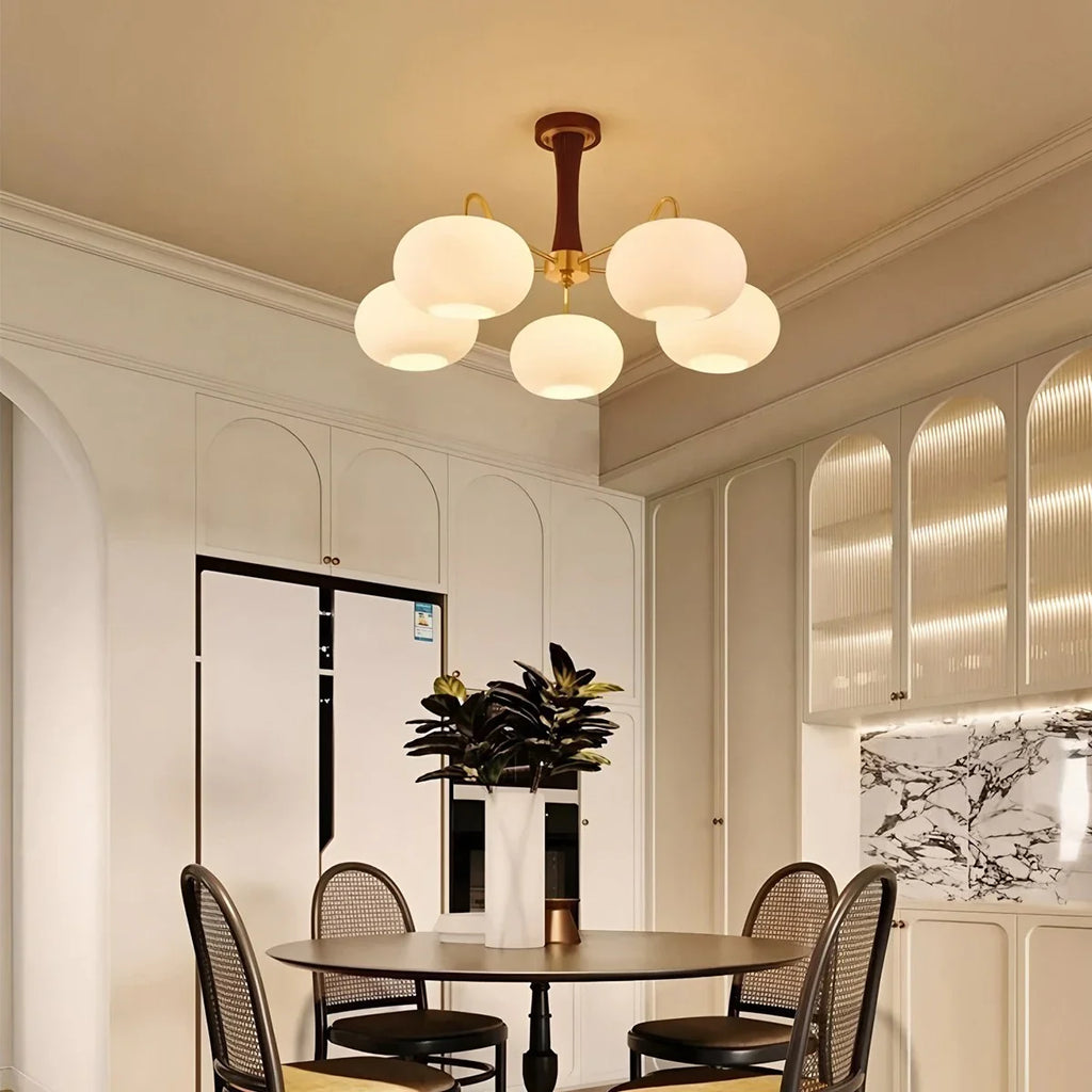 Brass Wooden Persimmon Chandelier