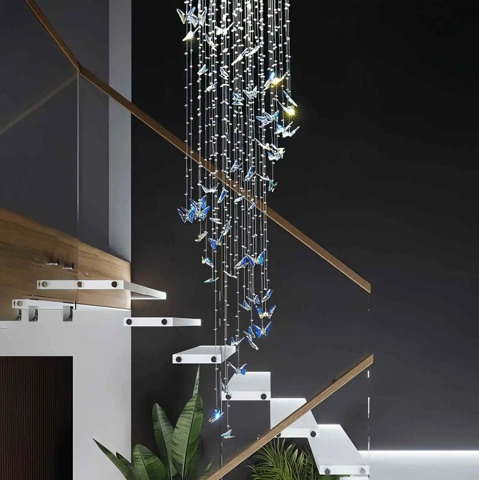 Butterfly Chandelier Hanging Lights for Staircase