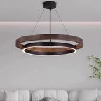 Circular LED Wood Chandelier for Dining Room