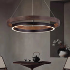 Circular LED Wood Chandelier for Dining Room