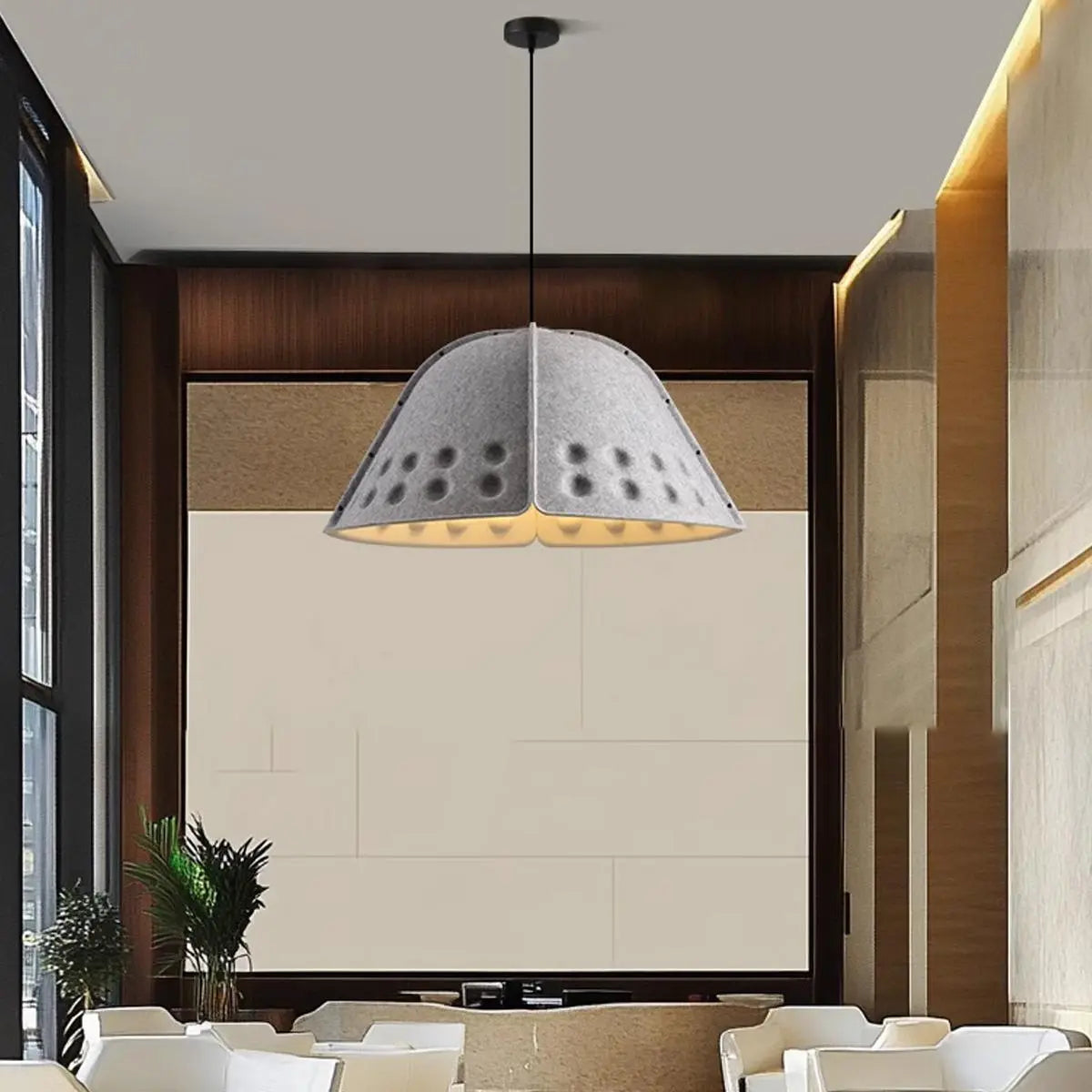 Clock Shaped Hot Pressed Acoustic Pendant Light