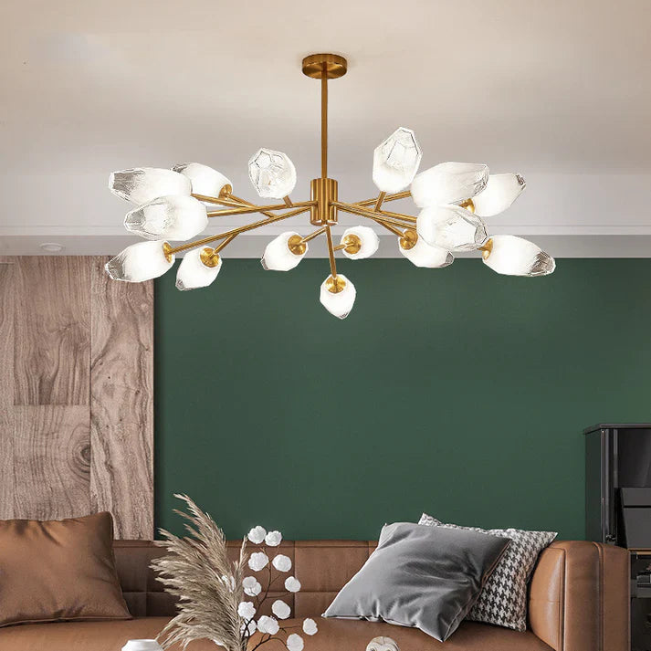 Crystal Bud Copper Chandelier for Living Room