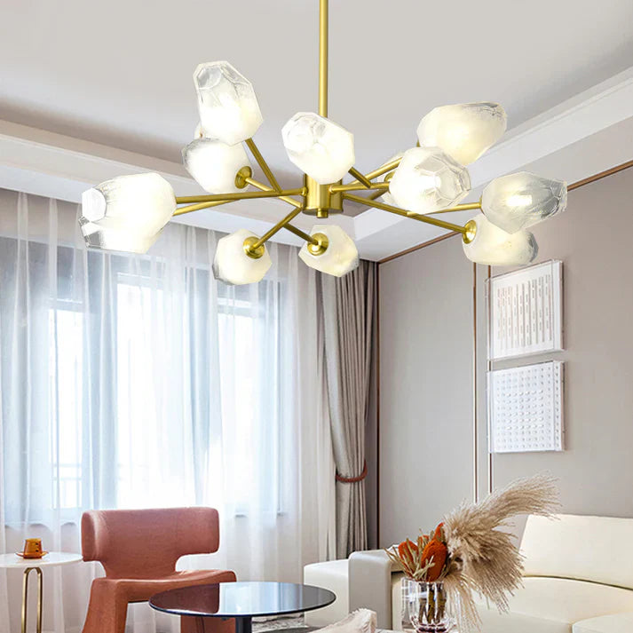 Crystal Bud Copper Chandelier for Living Room