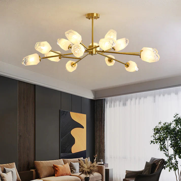 Crystal Bud Copper Chandelier for Living Room