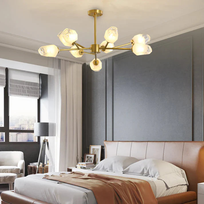 Crystal Bud Copper Chandelier for Living Room