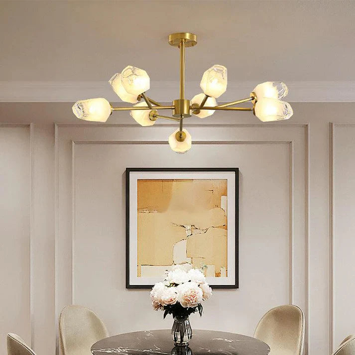 Crystal Bud Copper Chandelier for Living Room