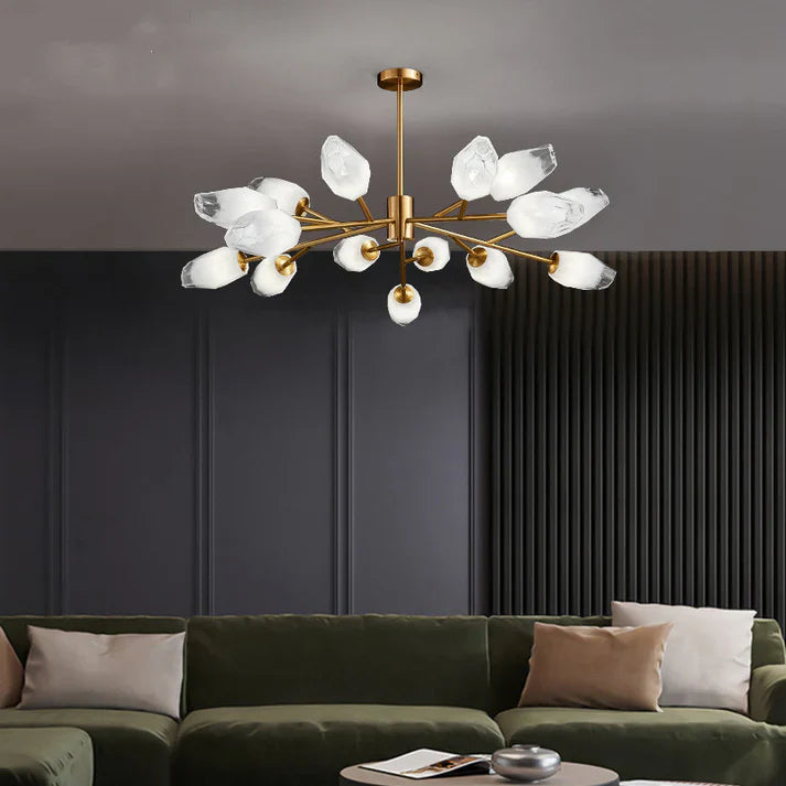 Crystal Bud Copper Chandelier for Living Room