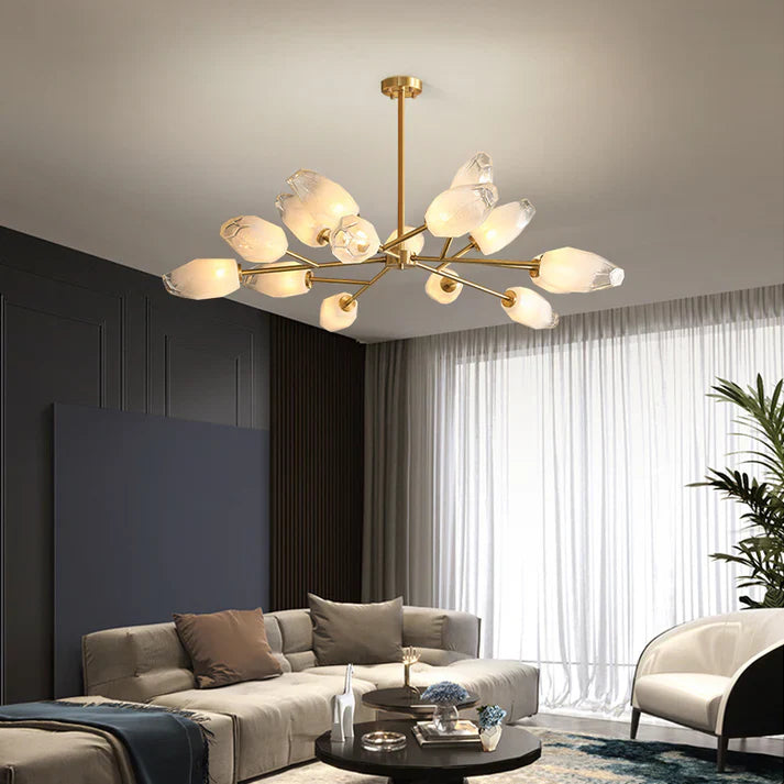 Crystal Bud Copper Chandelier for Living Room