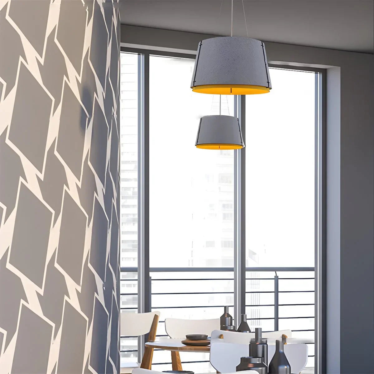 Double Layer Circular Acoustic Pendant Light for Office