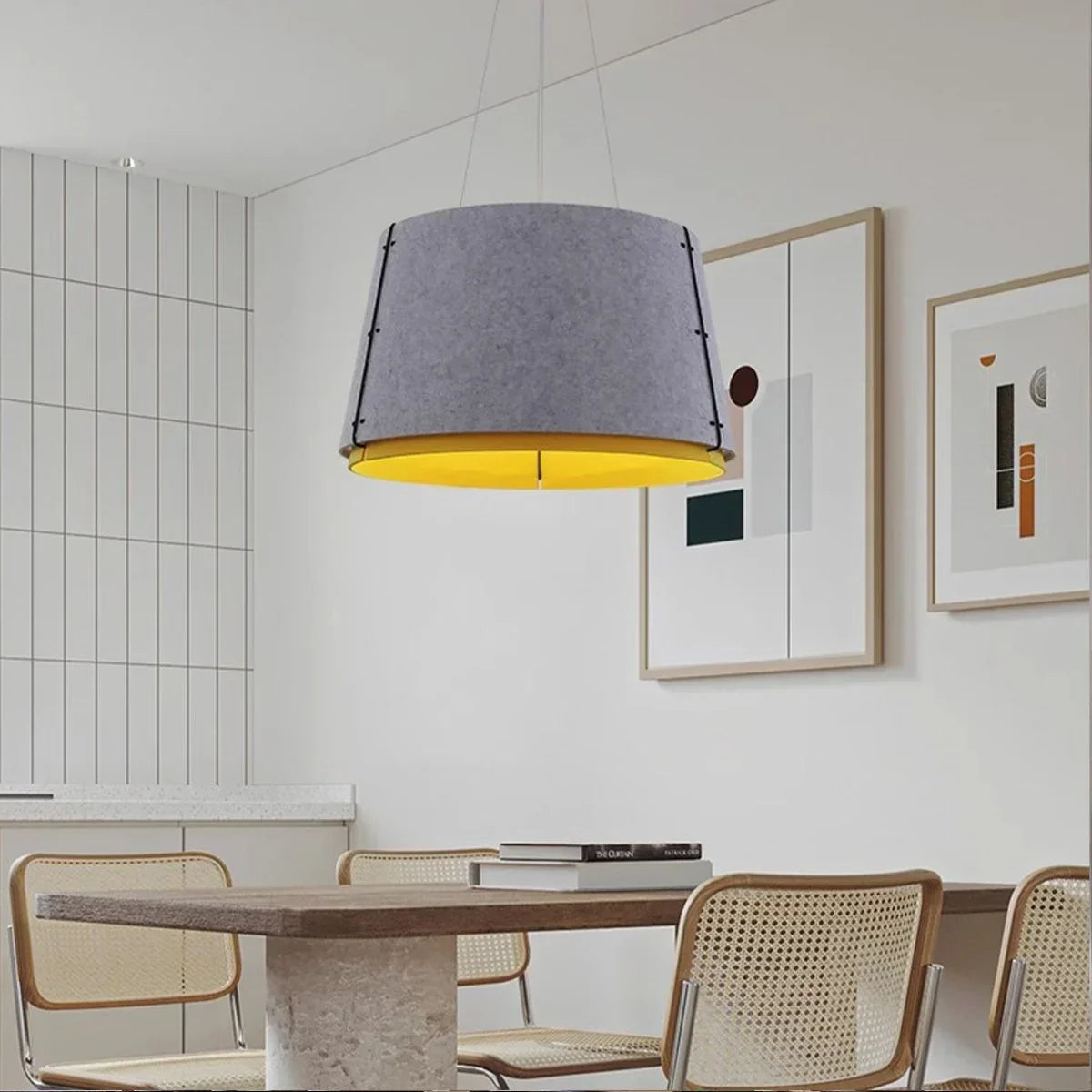 Double Layer Circular Acoustic Pendant Light for Office