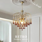 French Retro Water Drop Glass Chandelier