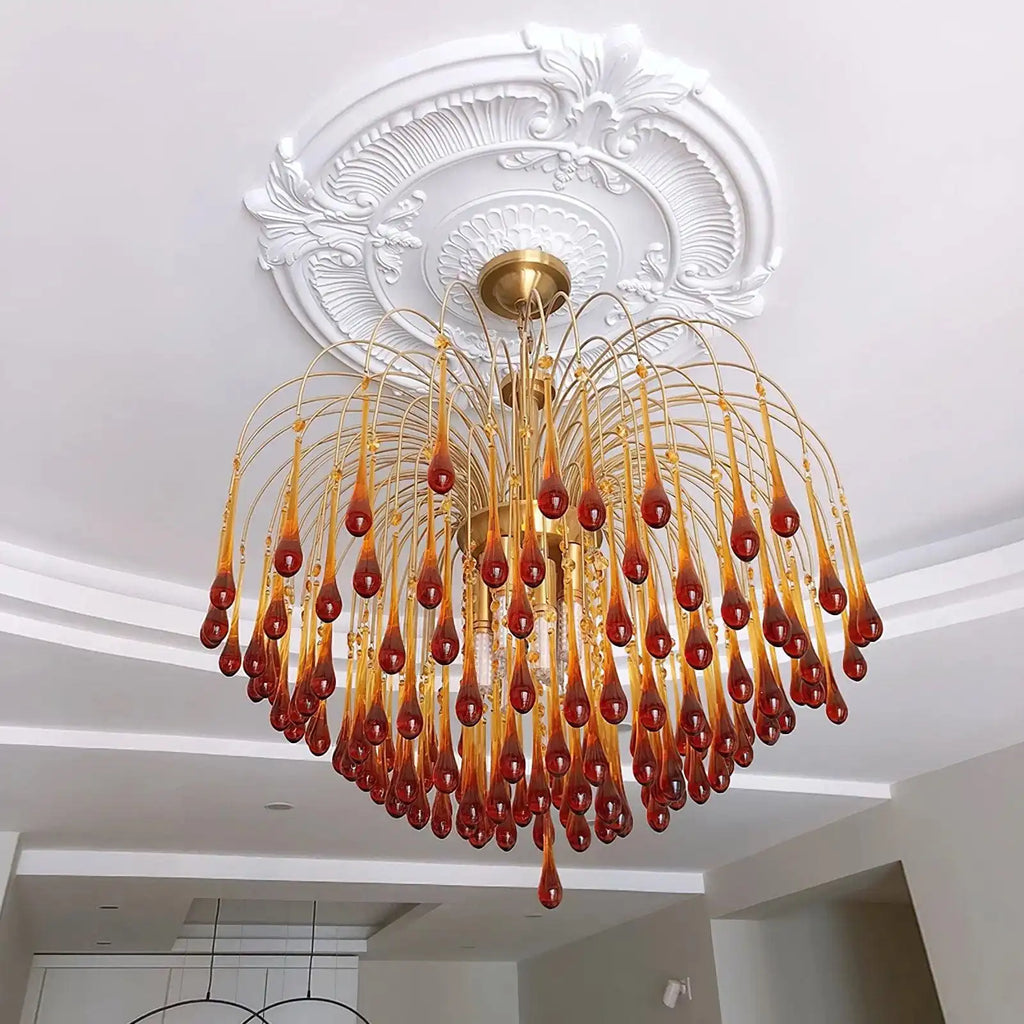 French Retro Water Drop Glass Chandelier