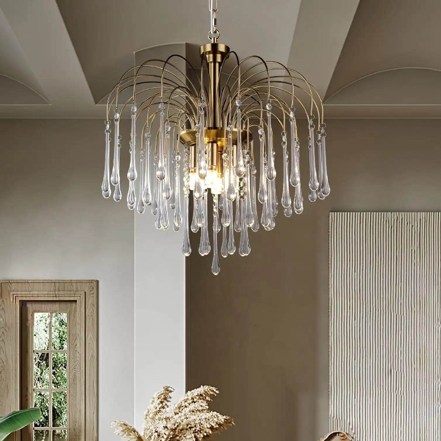 French Retro Water Drop Glass Chandelier
