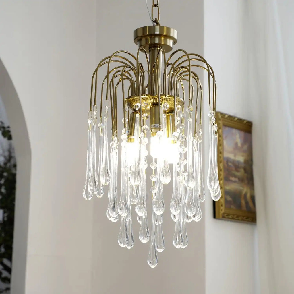 French Retro Water Drop Glass Chandelier