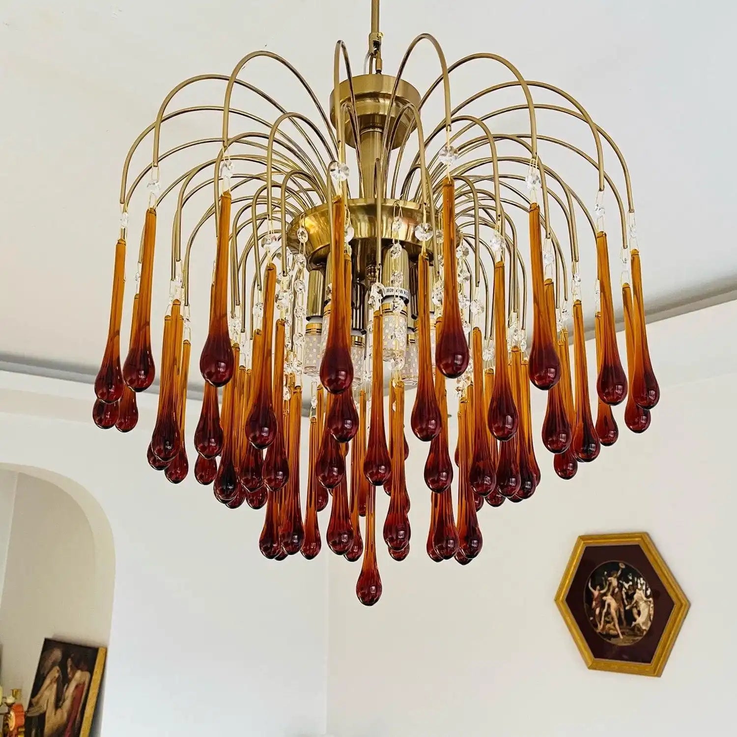 French Retro Water Drop Glass Chandelier