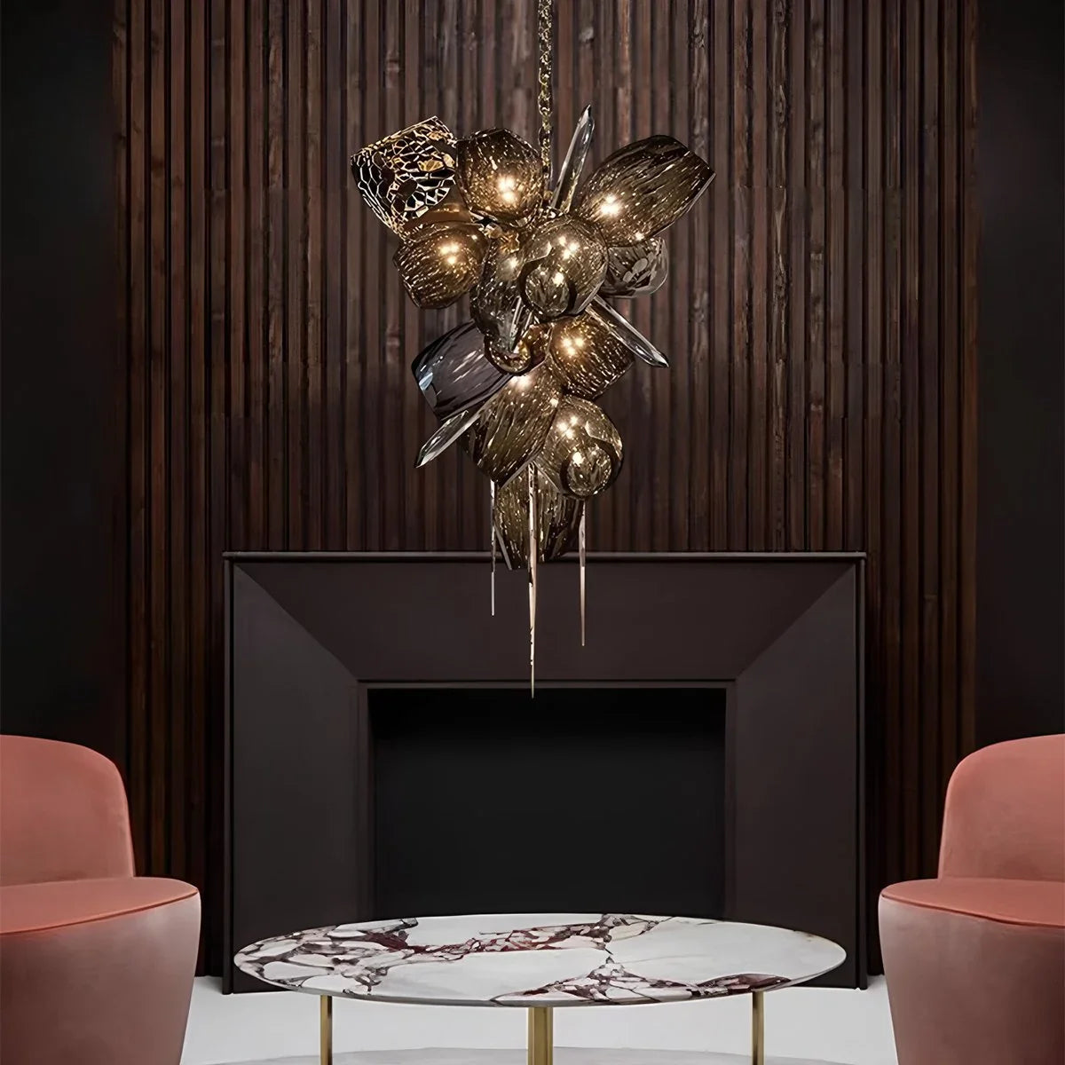 Kallisto Sculptural Glass Chandelier for Dining Room
