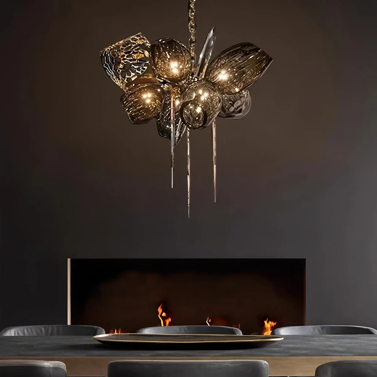 Kallisto Sculptural Glass Chandelier for Dining Room