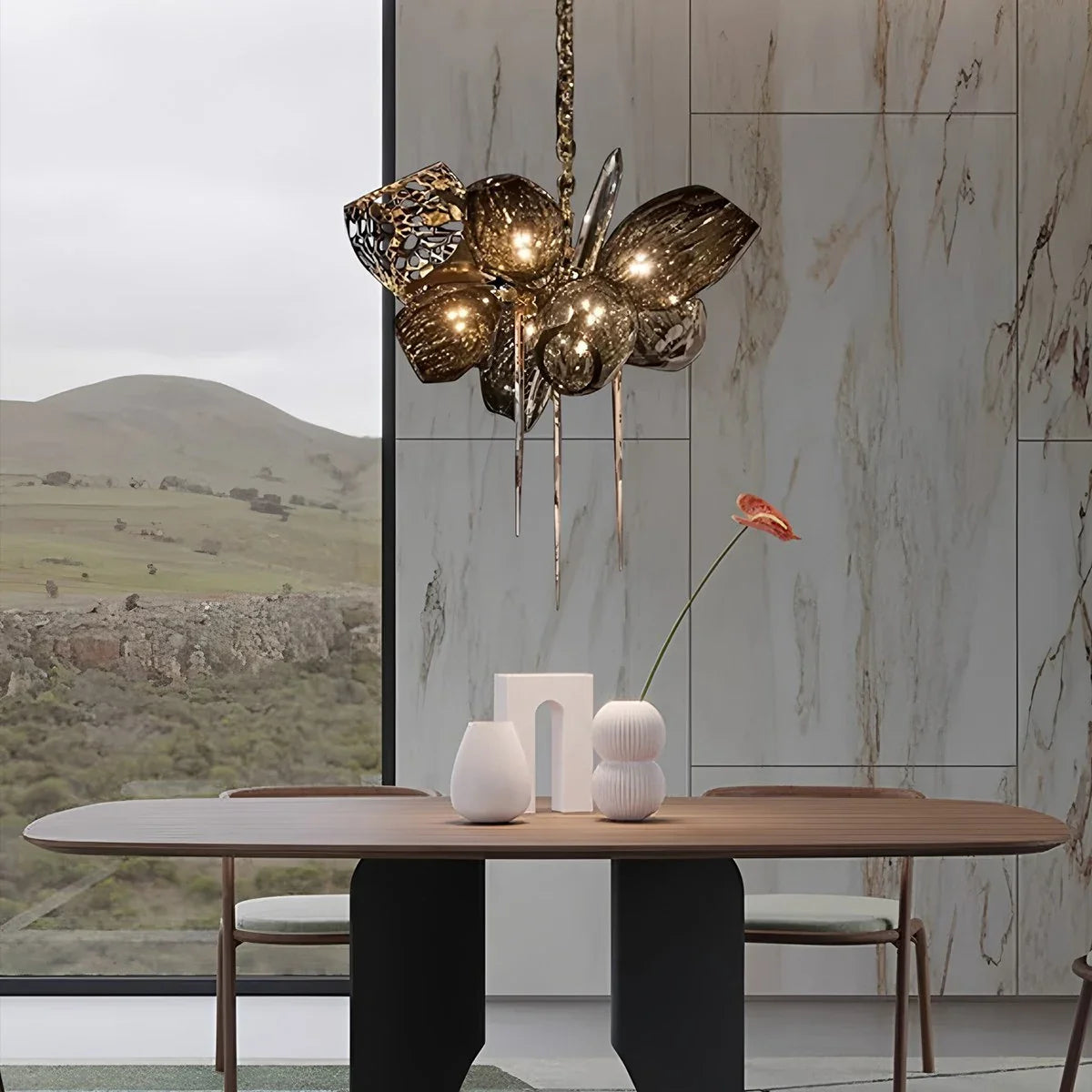 Kallisto Sculptural Glass Chandelier for Dining Room
