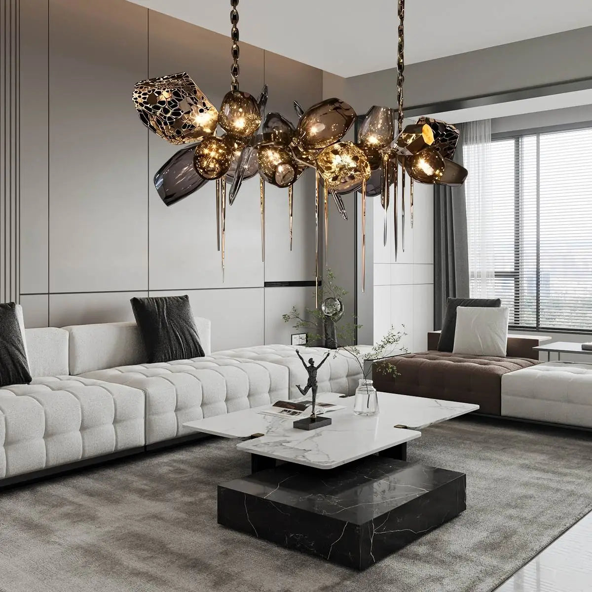 Kallisto Sculptural Glass Chandelier for Dining Room