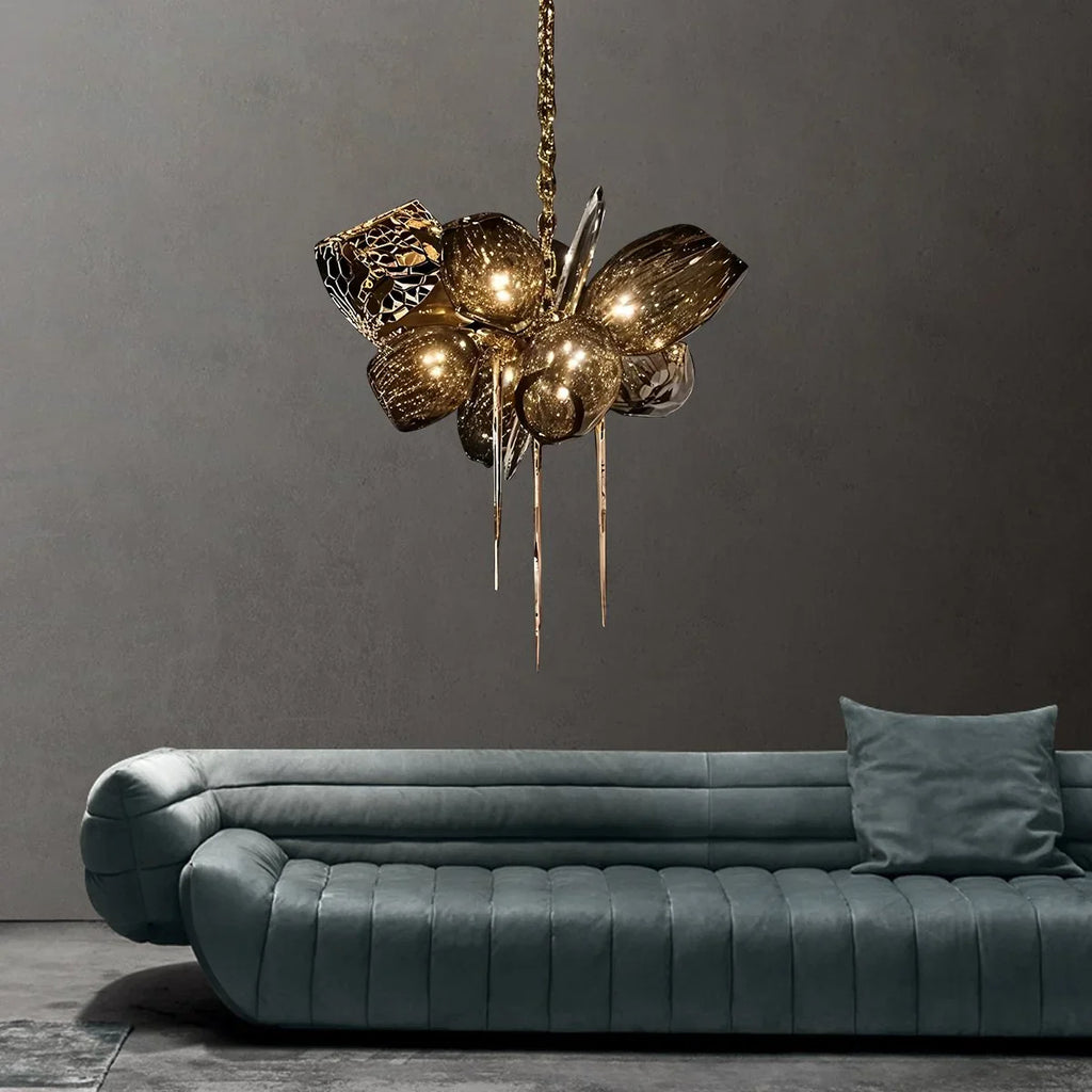 Kallisto Sculptural Glass Chandelier for Dining Room