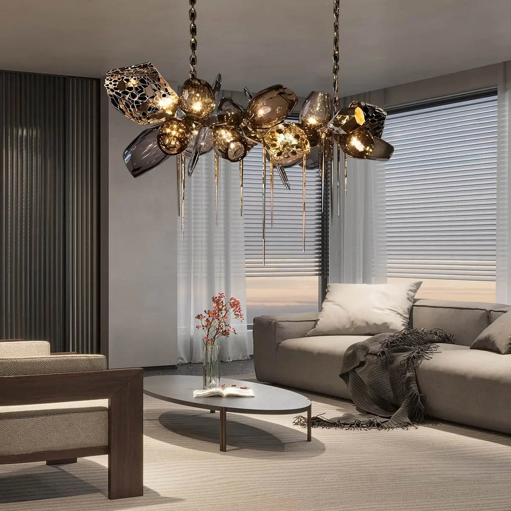 Kallisto Sculptural Glass Chandelier for Dining Room