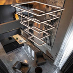 Modern Black Tiered Rectangular Chandelier