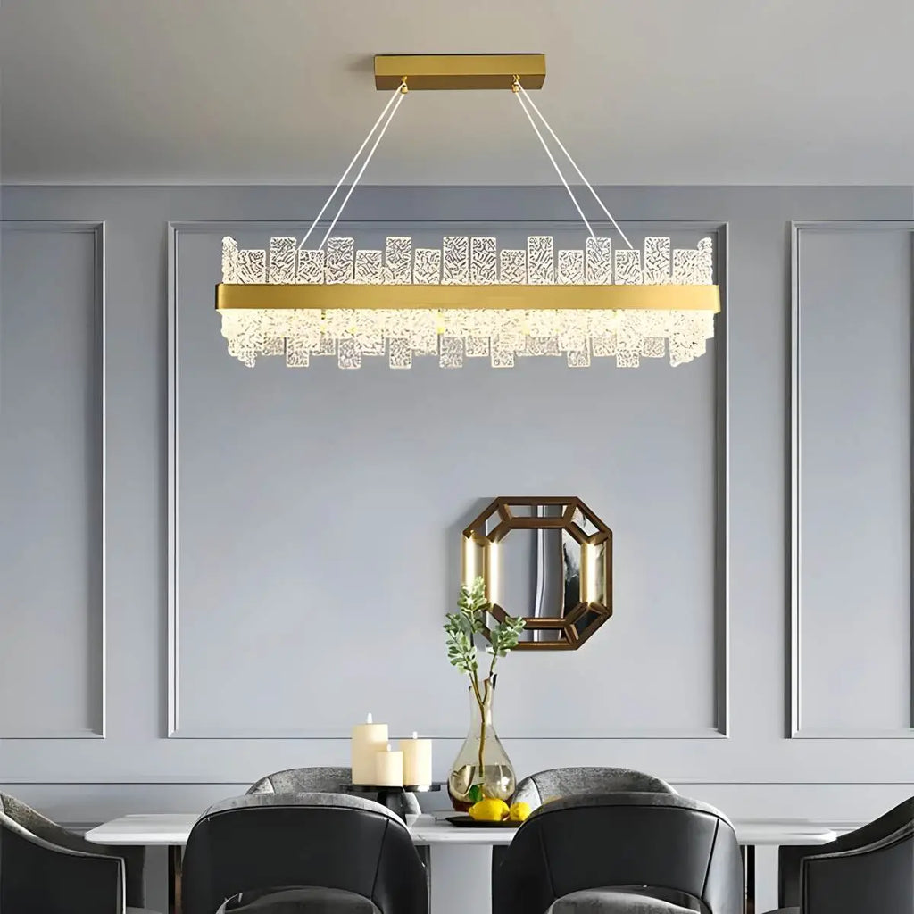 Modern Frosted Glass Crystal Chandelier
