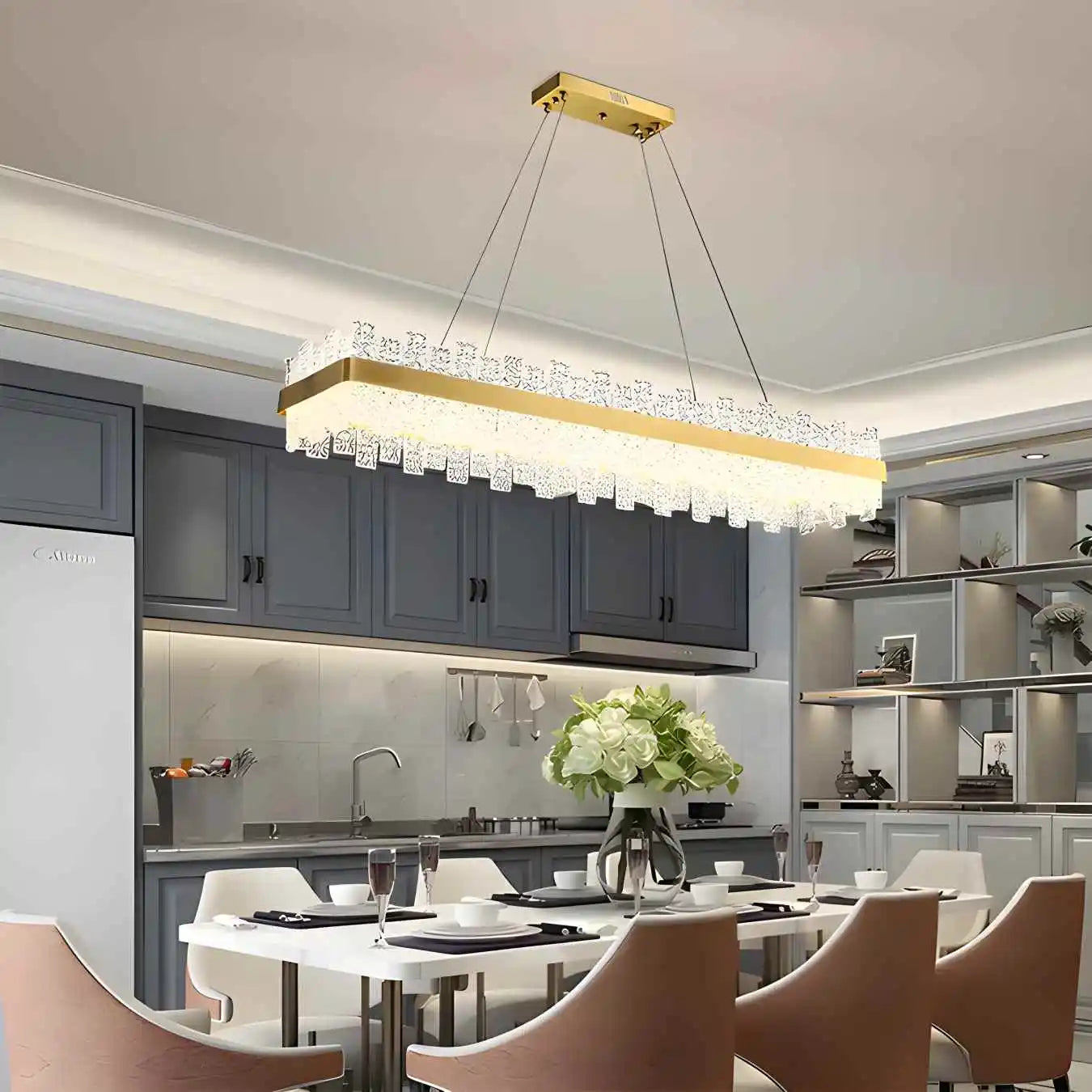 Modern Frosted Glass Crystal Chandelier