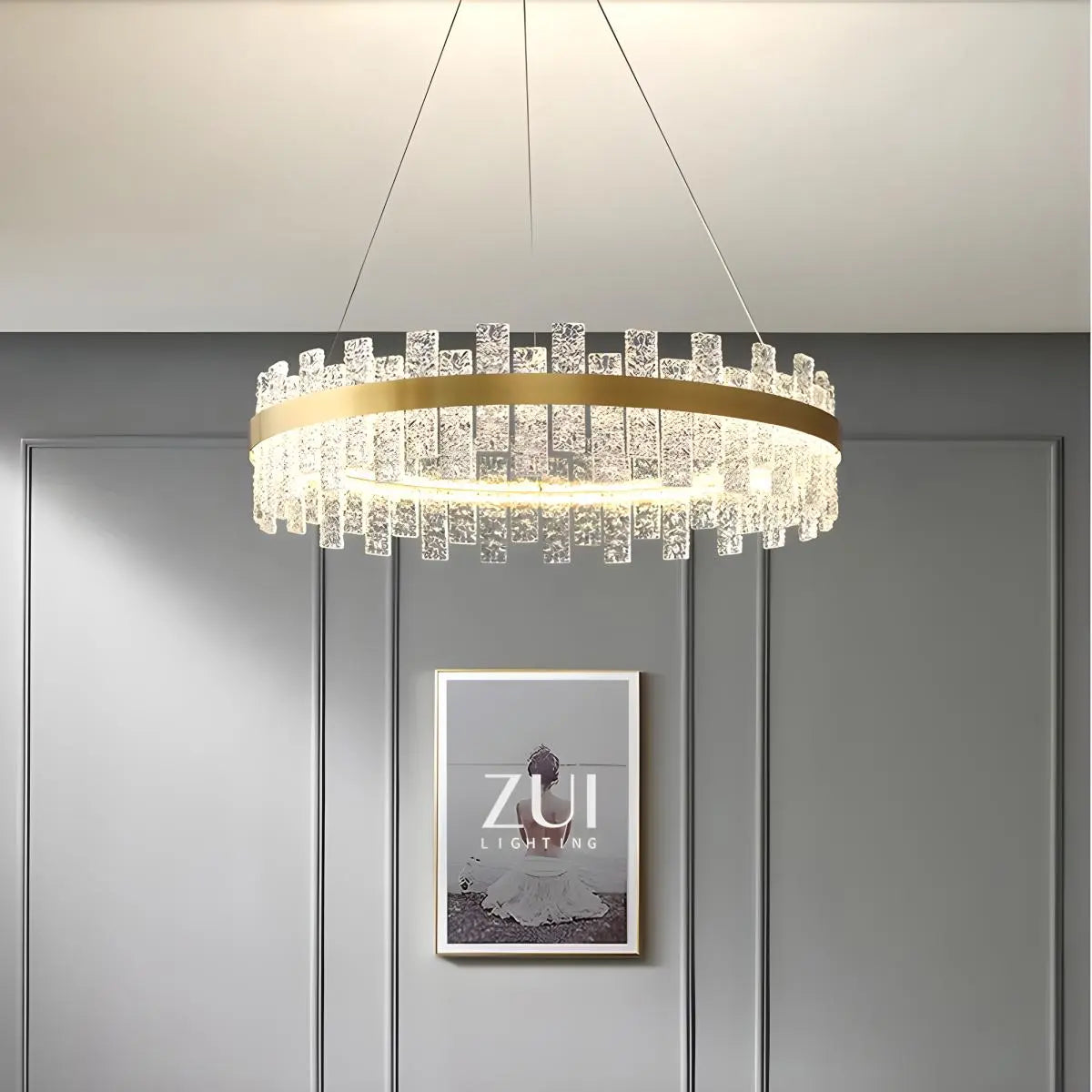 Modern Frosted Glass Crystal Chandelier