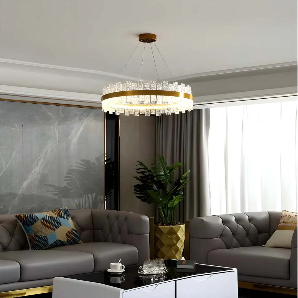 Modern Frosted Glass Crystal Chandelier