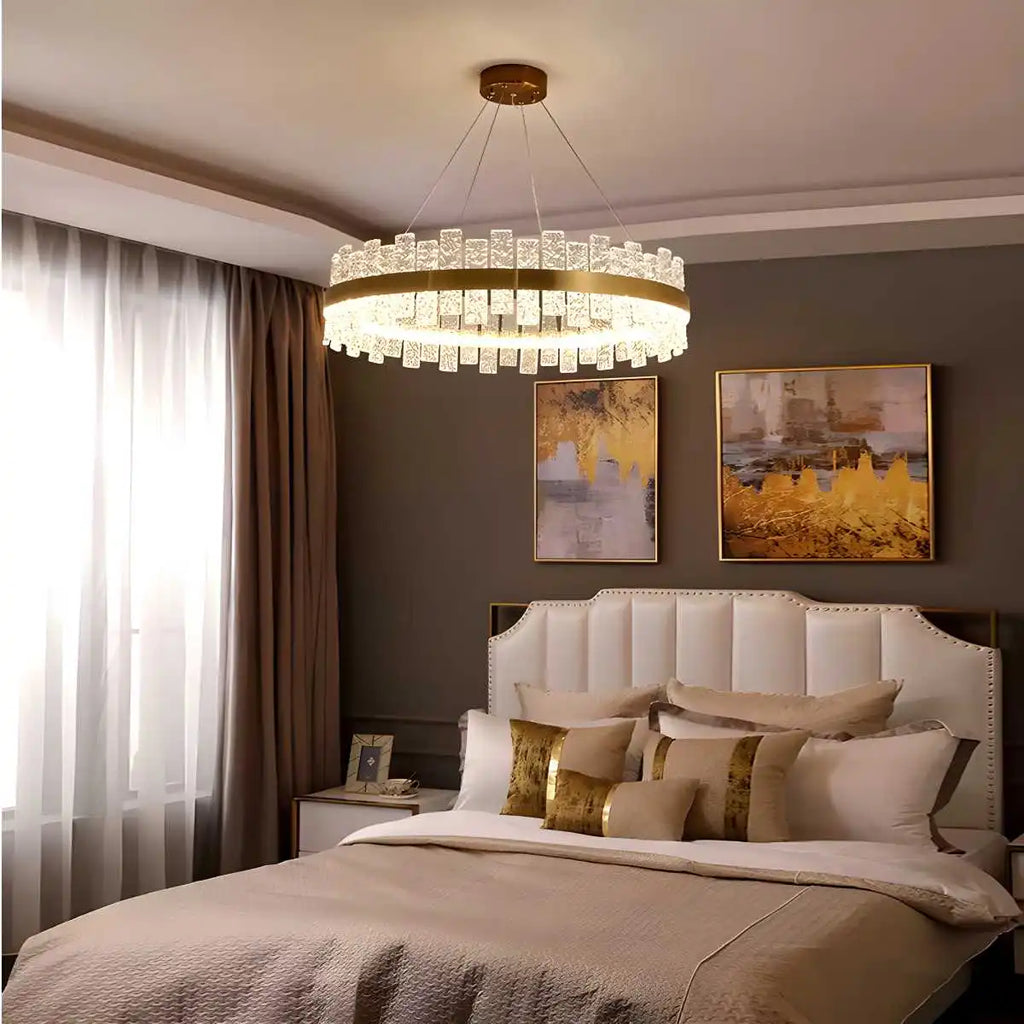 Modern Frosted Glass Crystal Chandelier