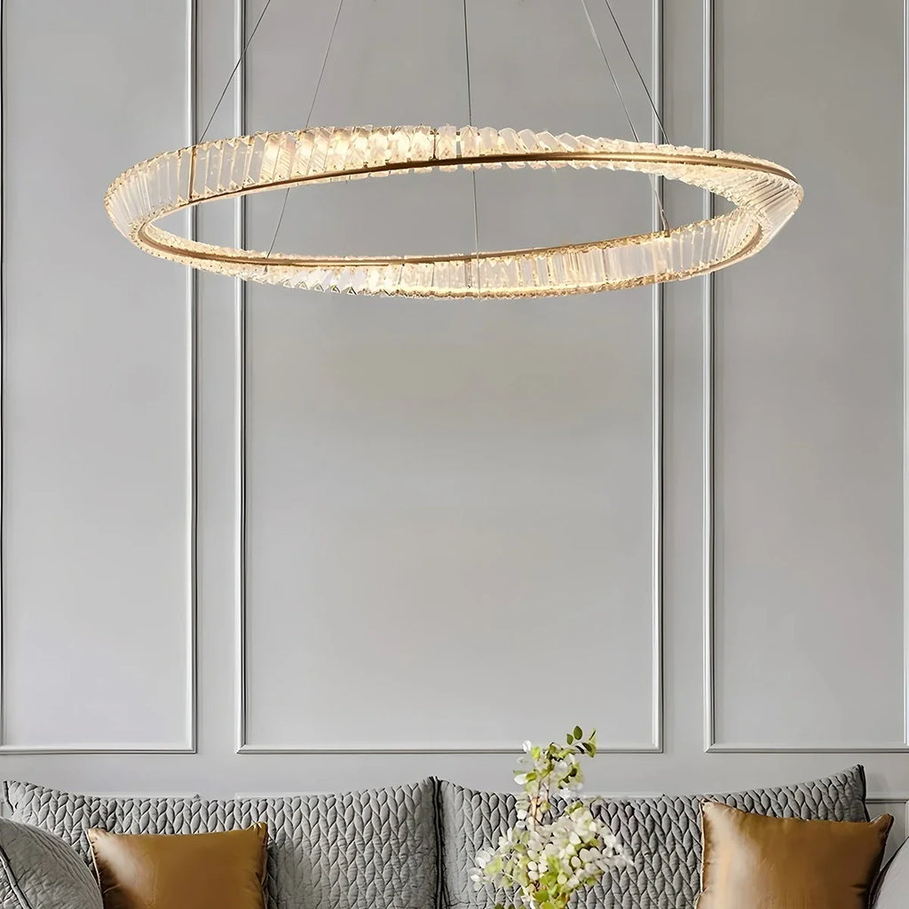 Modern Luxury Metal Glass Ring Chandelier