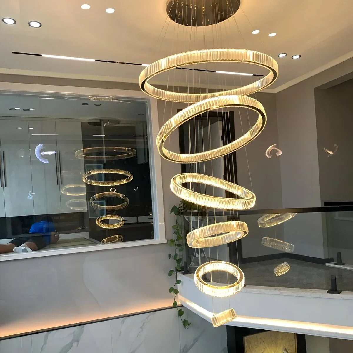 Nordic Circular Villa Crystal Chandelier
