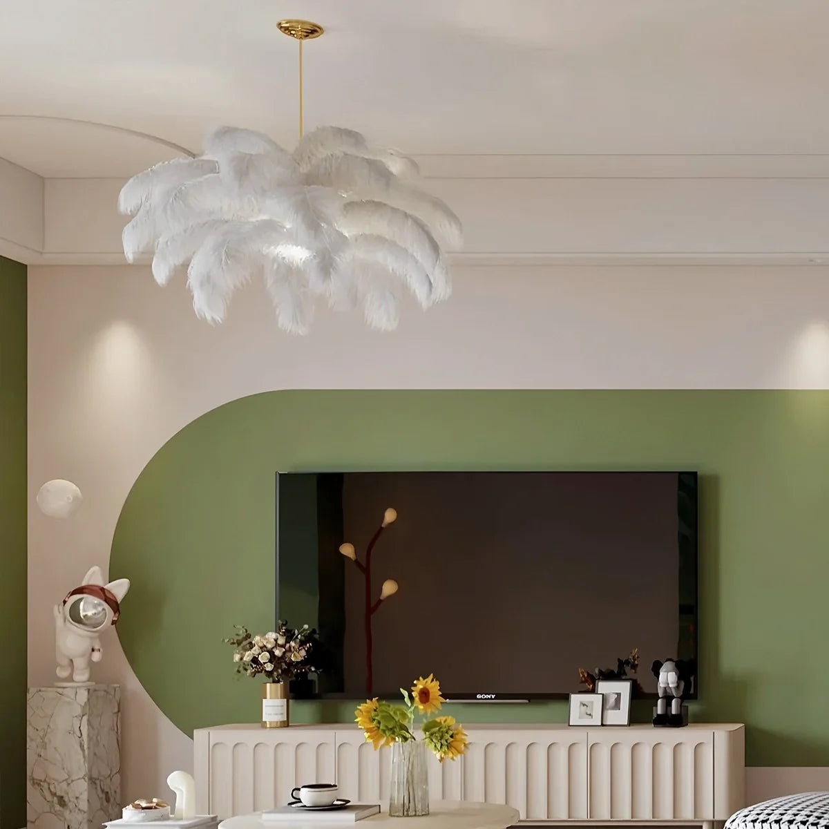 Ostrich Feather Chandelier Multiple Colors Available