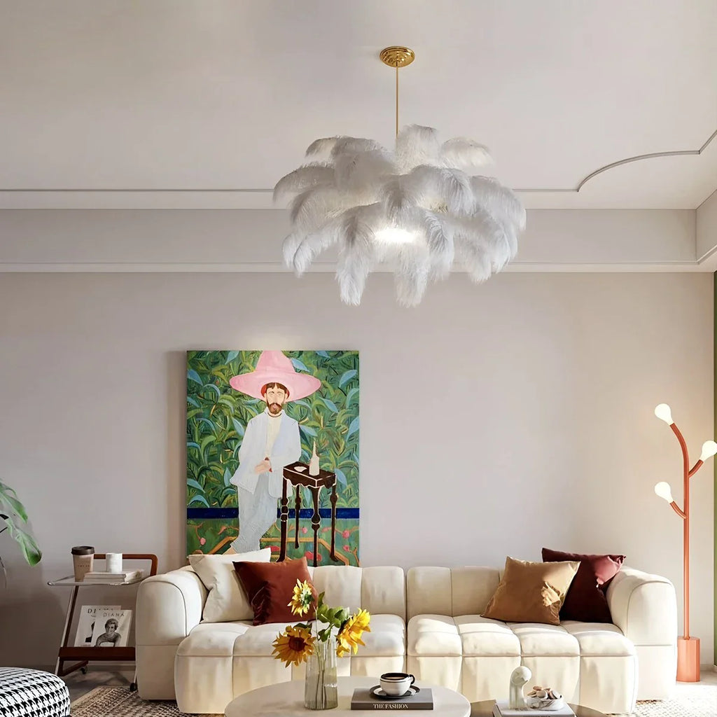 Ostrich Feather Chandelier Multiple Colors Available