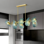 Peacock Blue Art Glass Chandelier for Dining Room