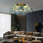 Peacock Blue Art Glass Chandelier for Dining Room
