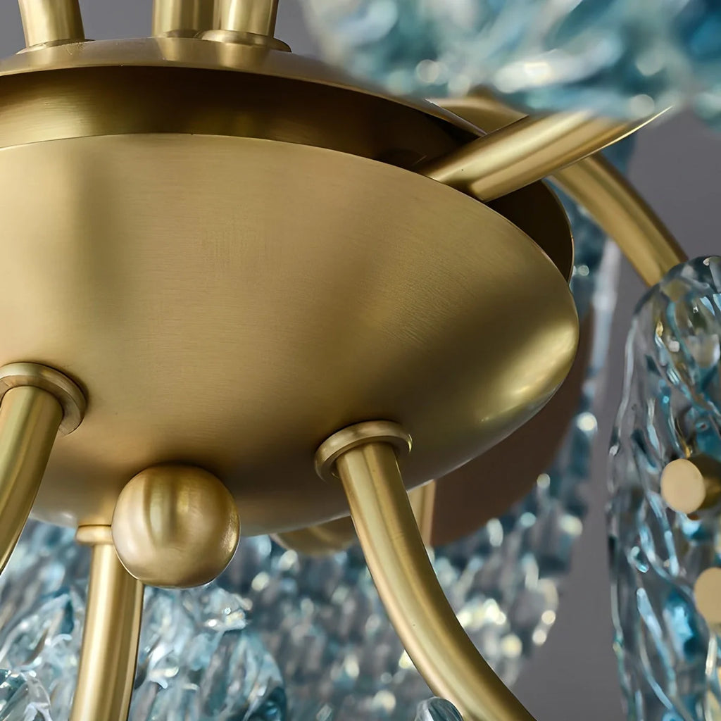 Peacock Blue Art Glass Chandelier for Dining Room