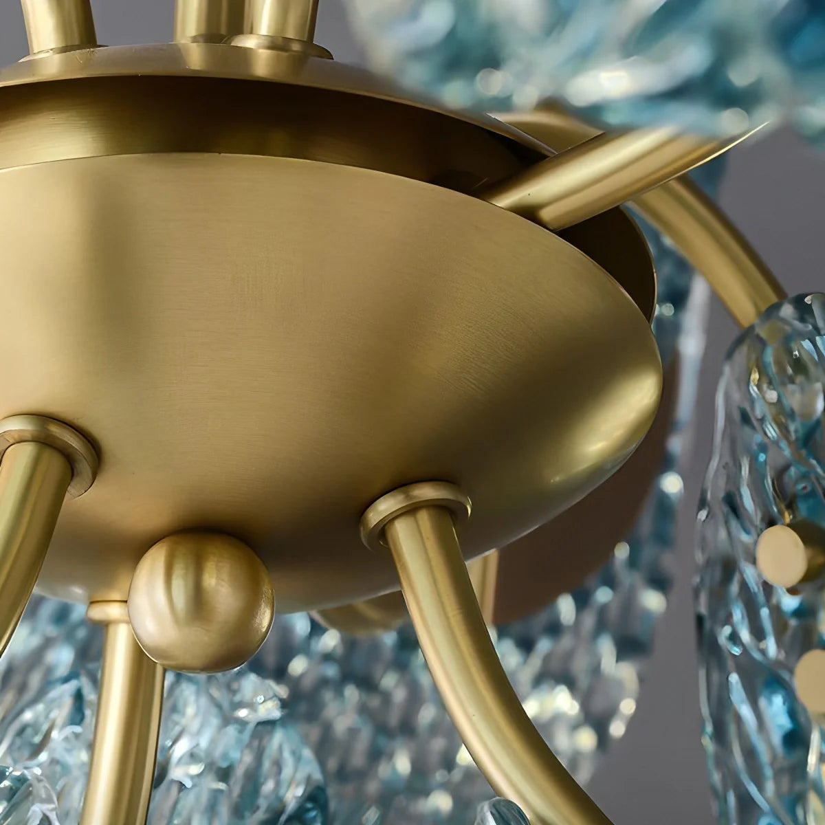 Peacock Blue Art Glass Chandelier for Dining Room