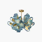 Peacock Blue Art Glass Chandelier for Dining Room