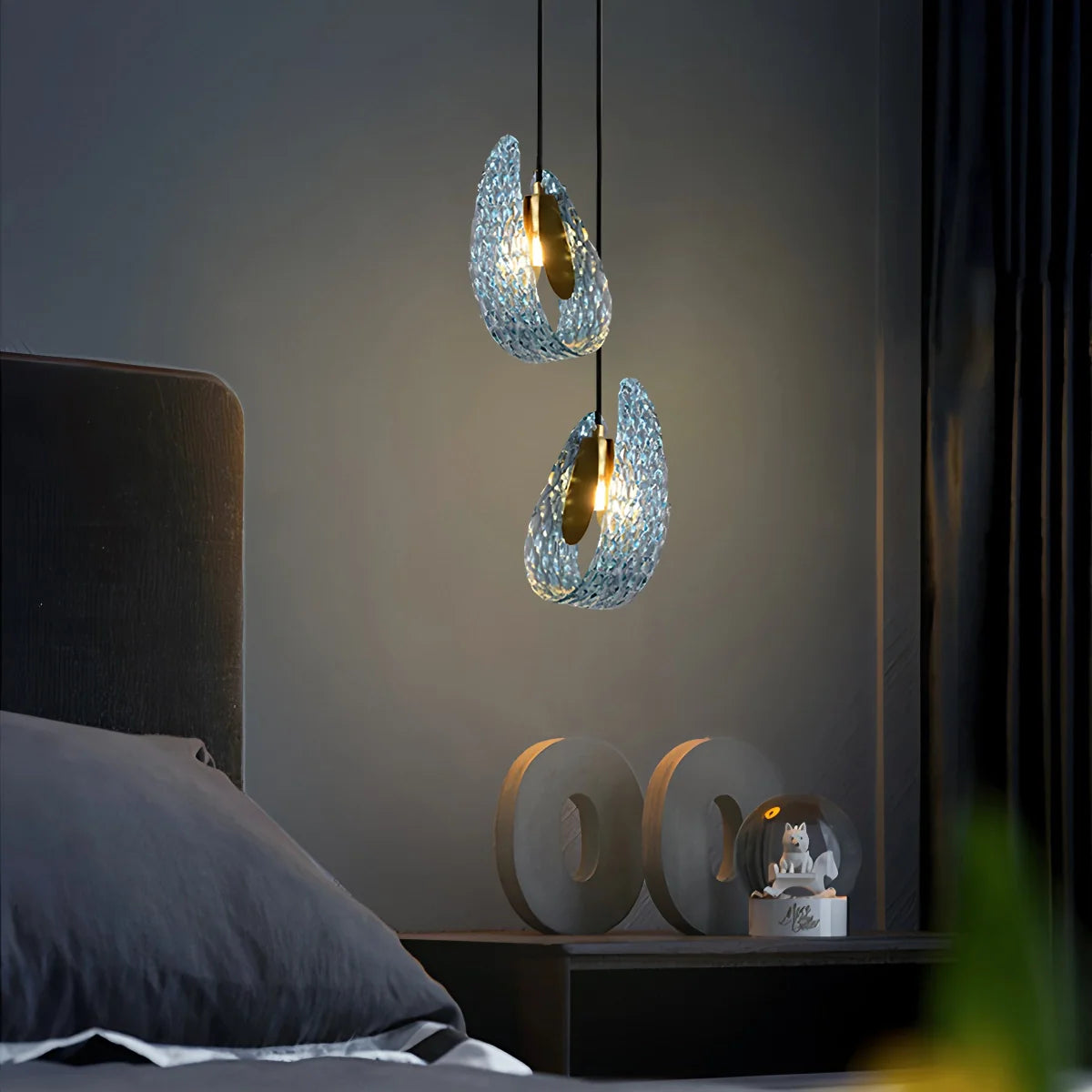 Peacock Blue Art Glass Chandelier for Dining Room