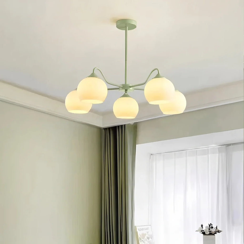 Ribbed Glass Matcha Chandelier