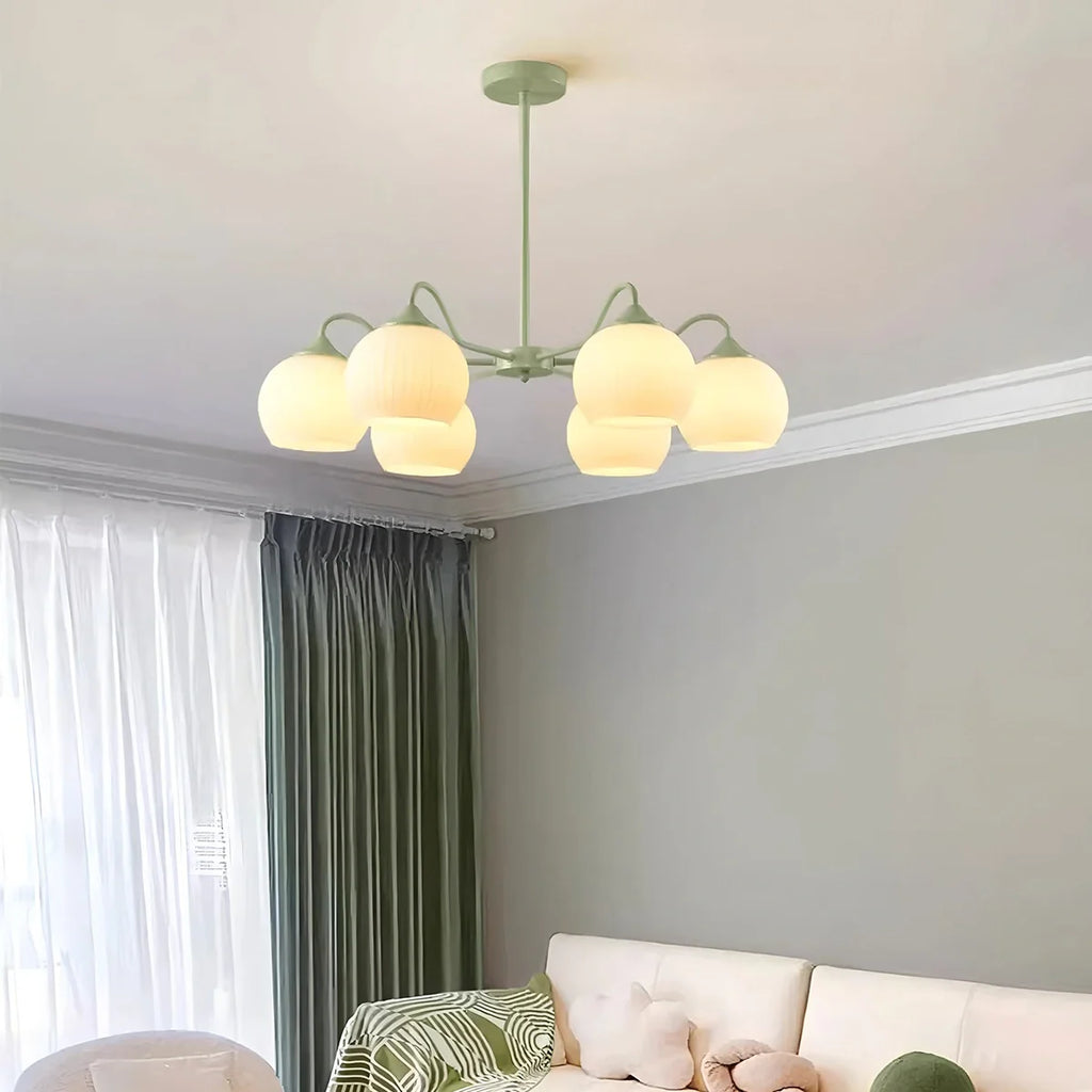 Ribbed Glass Matcha Chandelier